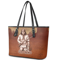 Geronimo Native American Leather Tote Bag Rifle and Desert Landscape Native American Warrior - Wonder Print Shop