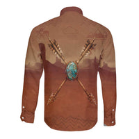 Geronimo Native American Long Sleeve Button Shirt Rifle and Desert Landscape Native American Warrior - Wonder Print Shop
