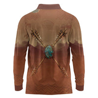 Geronimo Native American Long Sleeve Polo Shirt Rifle and Desert Landscape Native American Warrior - Wonder Print Shop