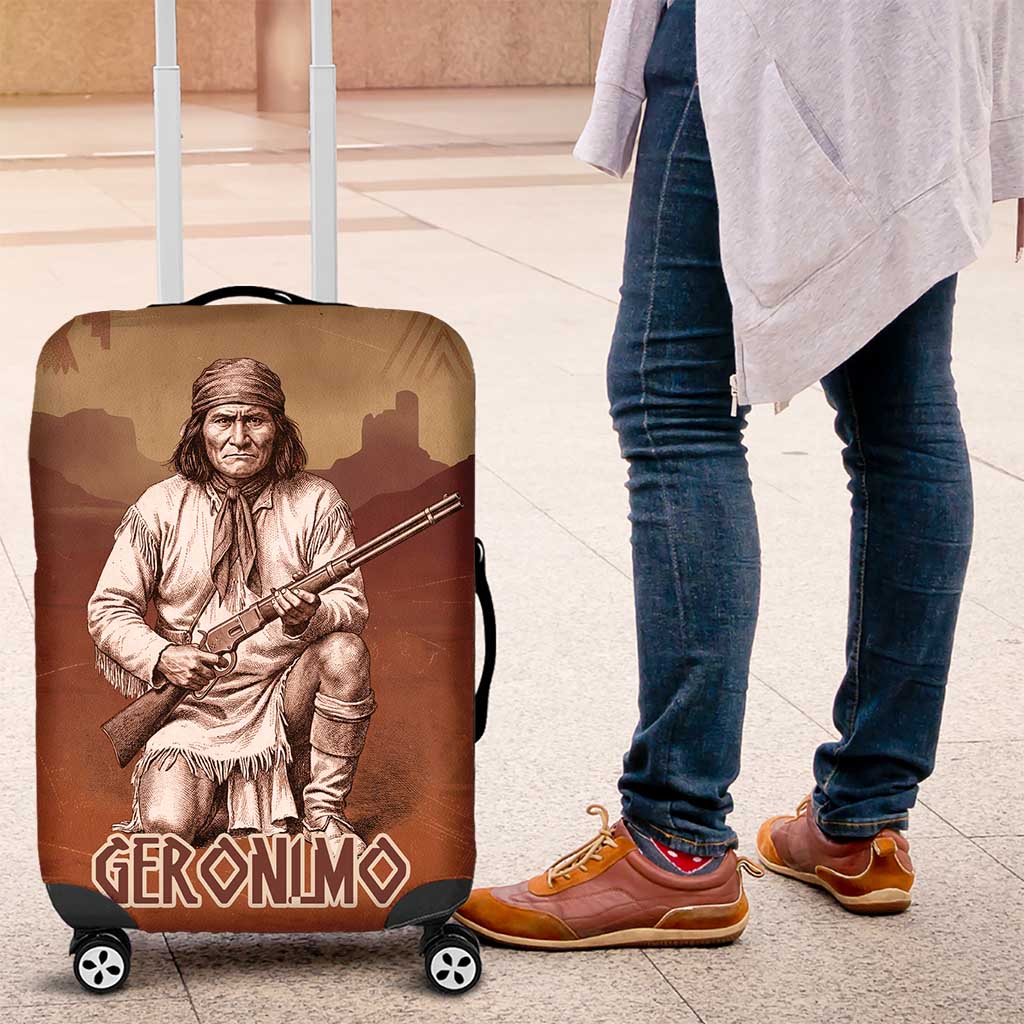 Geronimo Native American Luggage Cover Rifle and Desert Landscape Native American Warrior - Wonder Print Shop