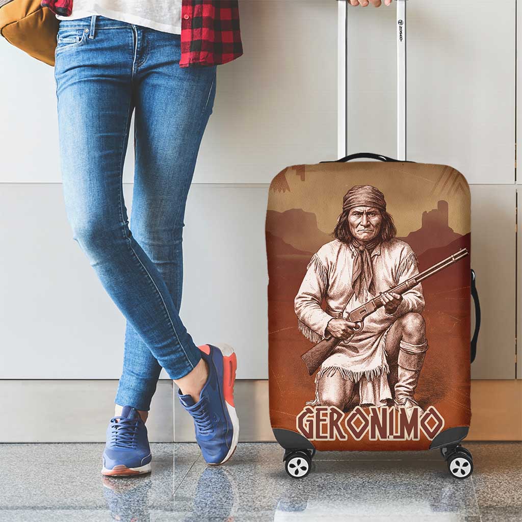 Geronimo Native American Luggage Cover Rifle and Desert Landscape Native American Warrior - Wonder Print Shop