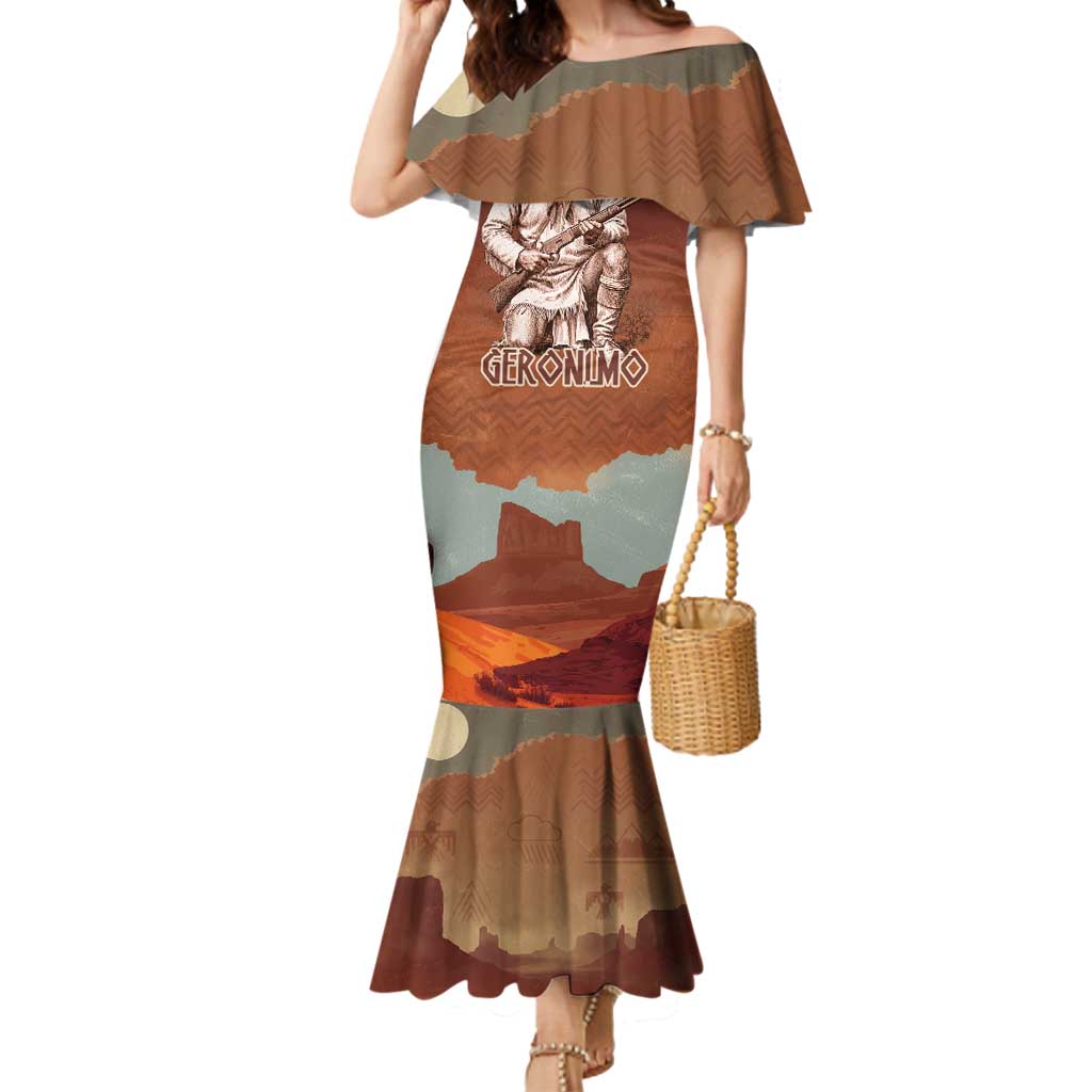 Geronimo Native American Mermaid Dress Rifle and Desert Landscape Native American Warrior - Wonder Print Shop