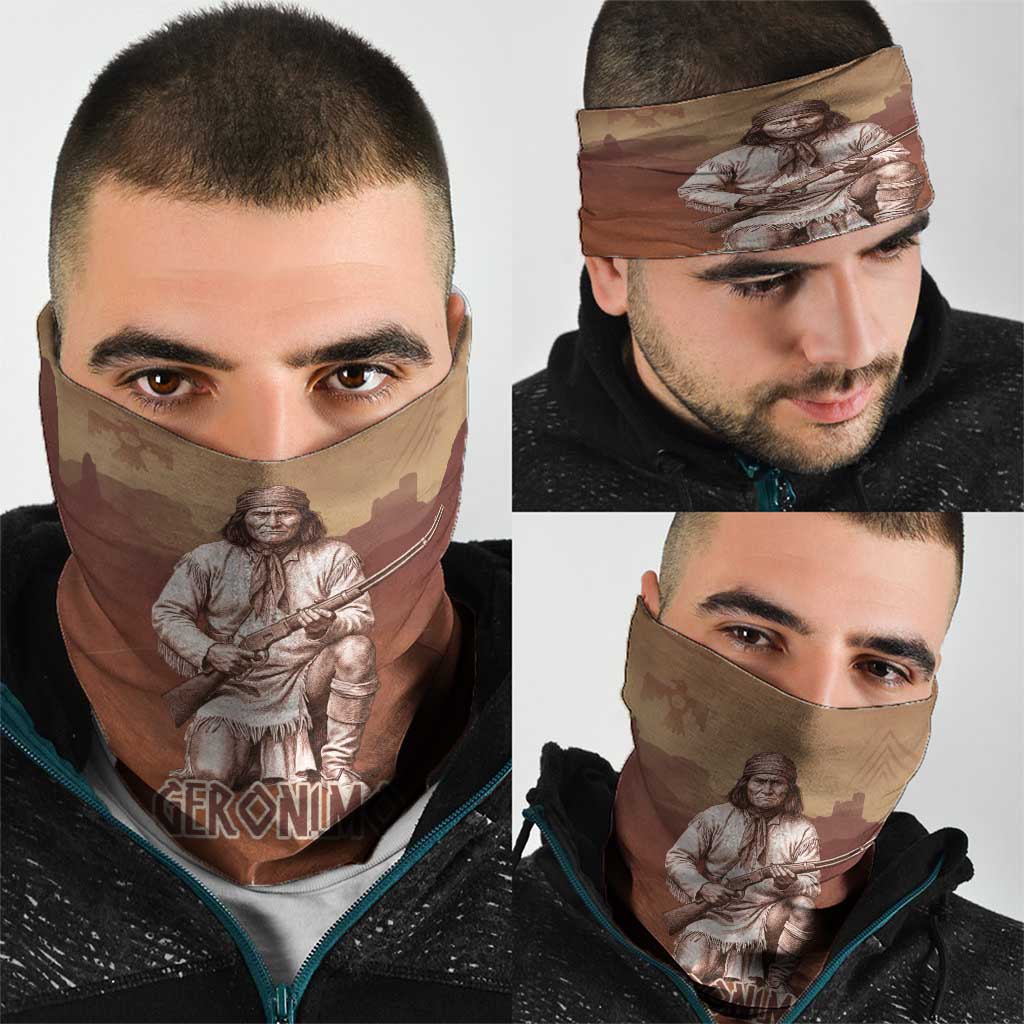 Geronimo Native American Neck Gaiter Rifle and Desert Landscape Native American Warrior - Wonder Print Shop