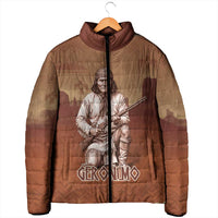 Geronimo Native American Padded Jacket Rifle and Desert Landscape Native American Warrior - Wonder Print Shop