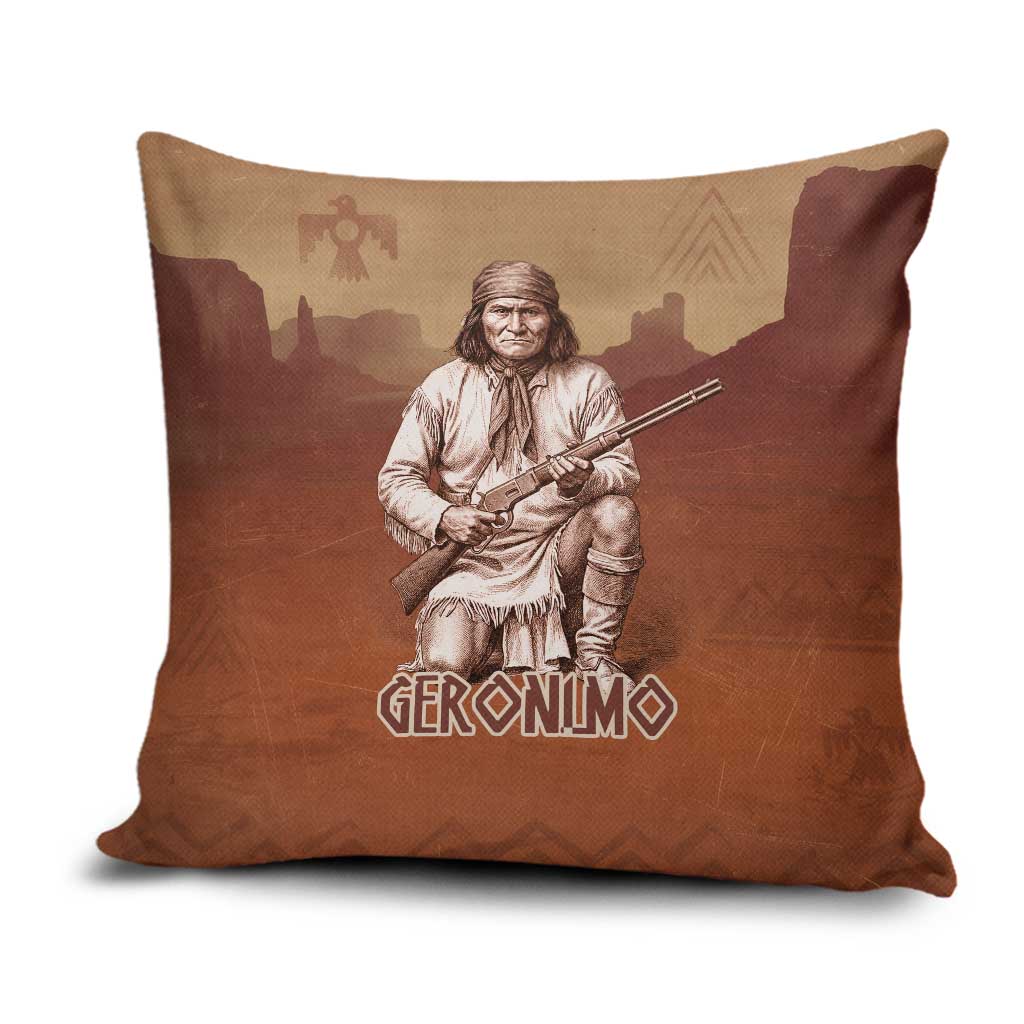 Geronimo Native American Pillow Cover Rifle and Desert Landscape Native American Warrior - Wonder Print Shop