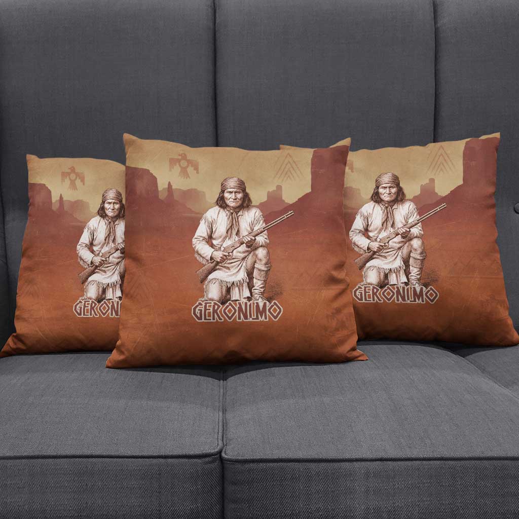 Geronimo Native American Pillow Cover Rifle and Desert Landscape Native American Warrior - Wonder Print Shop