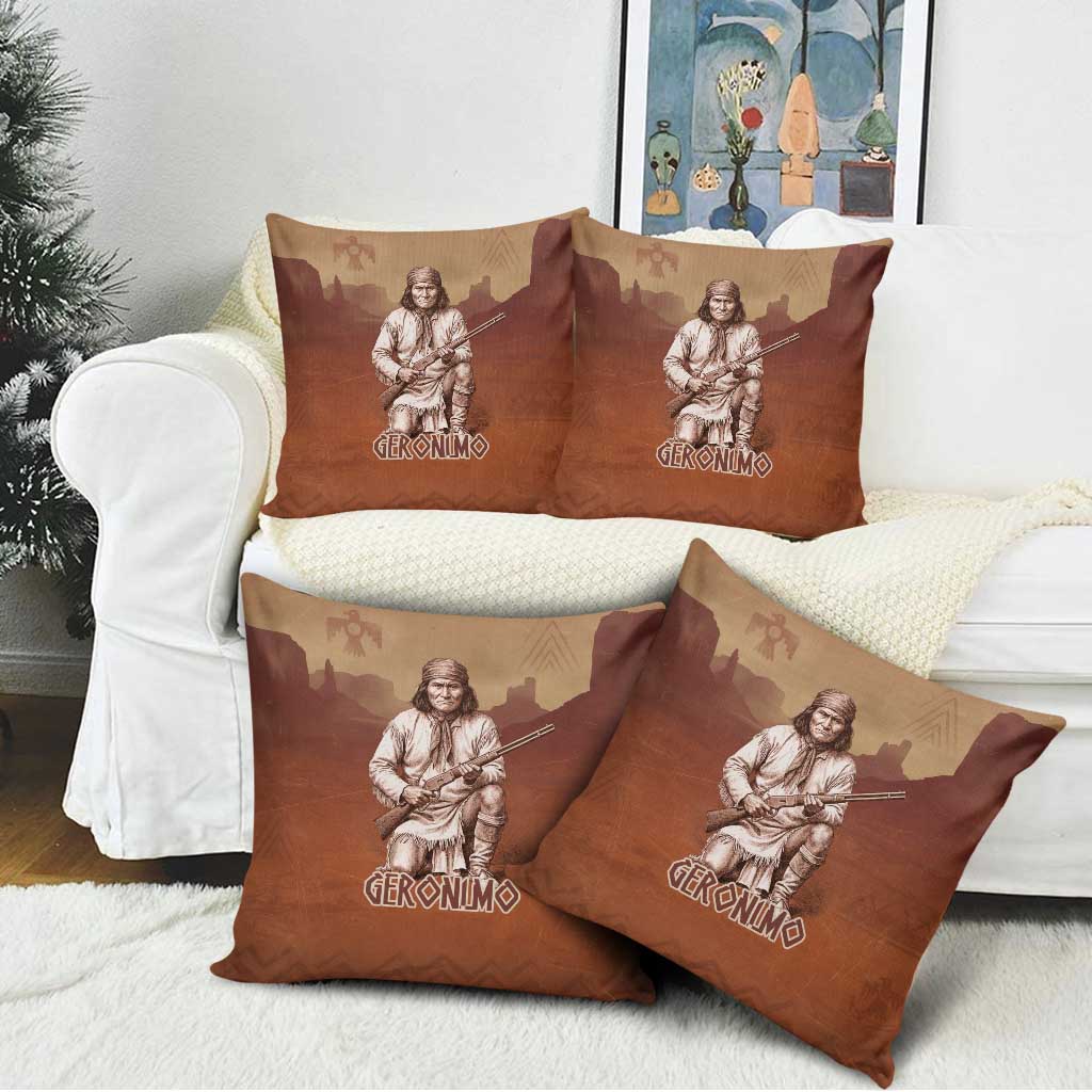 Geronimo Native American Pillow Cover Rifle and Desert Landscape Native American Warrior - Wonder Print Shop