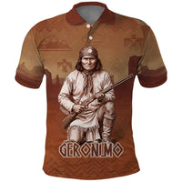 Geronimo Native American Polo Shirt Rifle and Desert Landscape Native American Warrior - Wonder Print Shop