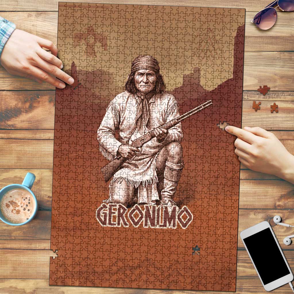Geronimo Native American Puzzle Rifle and Desert Landscape Native American Warrior - Wonder Print Shop