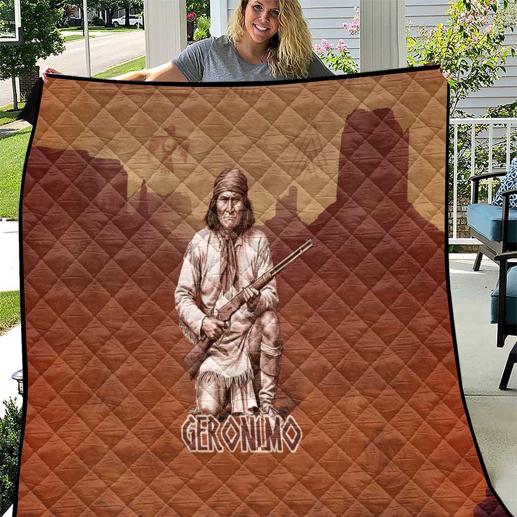 Geronimo Native American Quilt Rifle and Desert Landscape Native American Warrior - Wonder Print Shop