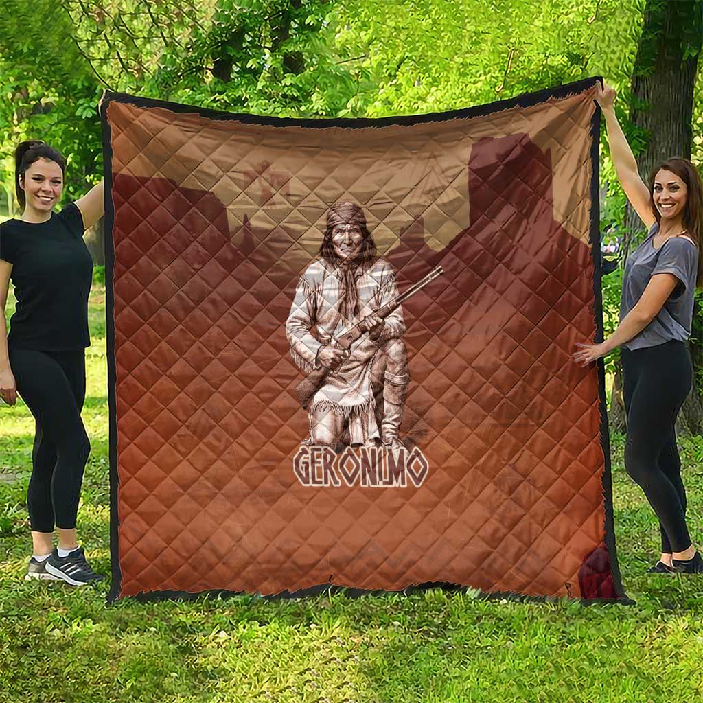 Geronimo Native American Quilt Rifle and Desert Landscape Native American Warrior - Wonder Print Shop