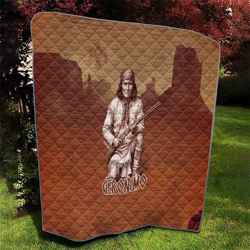 Geronimo Native American Quilt Rifle and Desert Landscape Native American Warrior - Wonder Print Shop