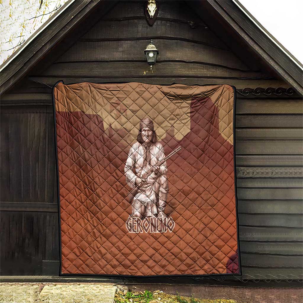 Geronimo Native American Quilt Rifle and Desert Landscape Native American Warrior - Wonder Print Shop