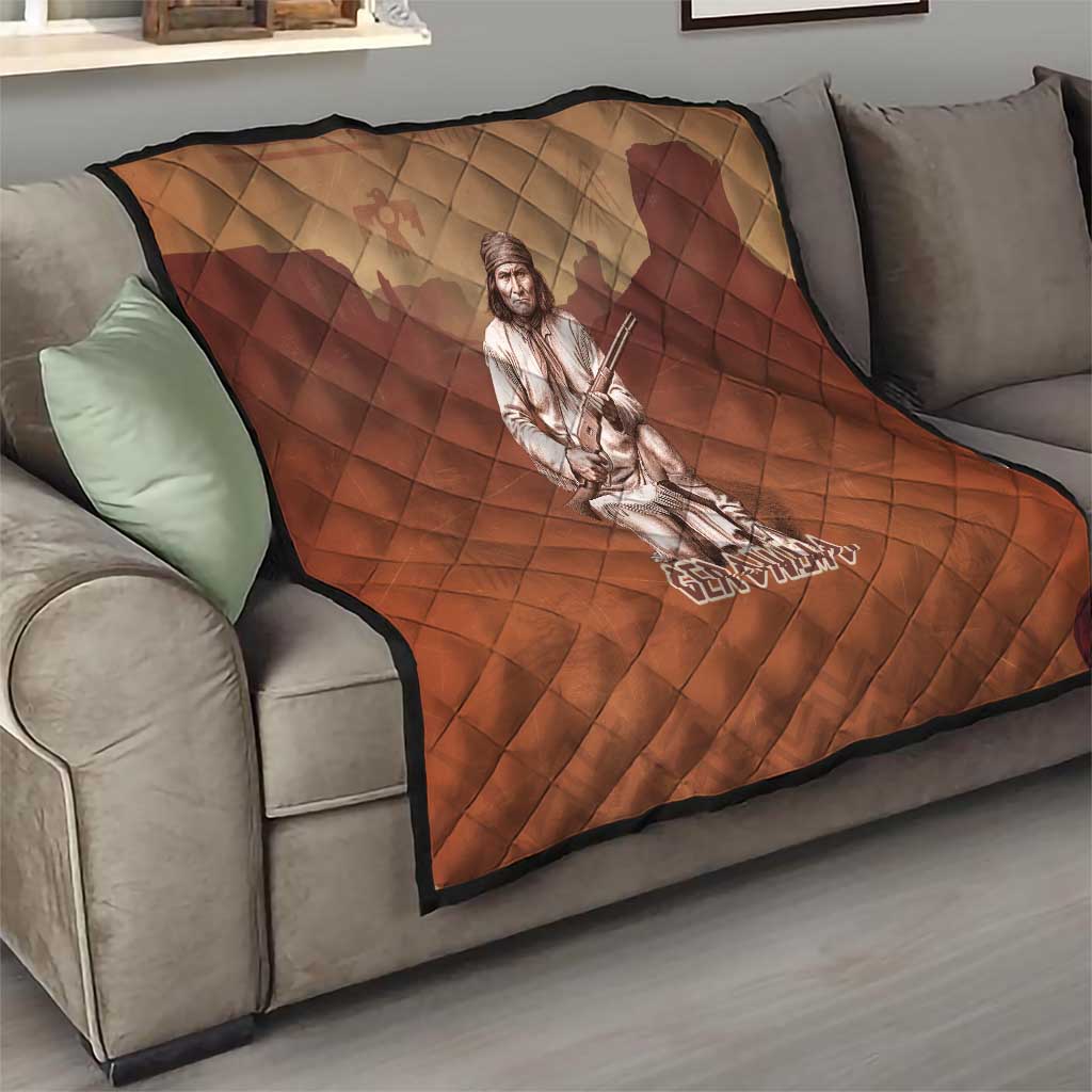 Geronimo Native American Quilt Rifle and Desert Landscape Native American Warrior - Wonder Print Shop