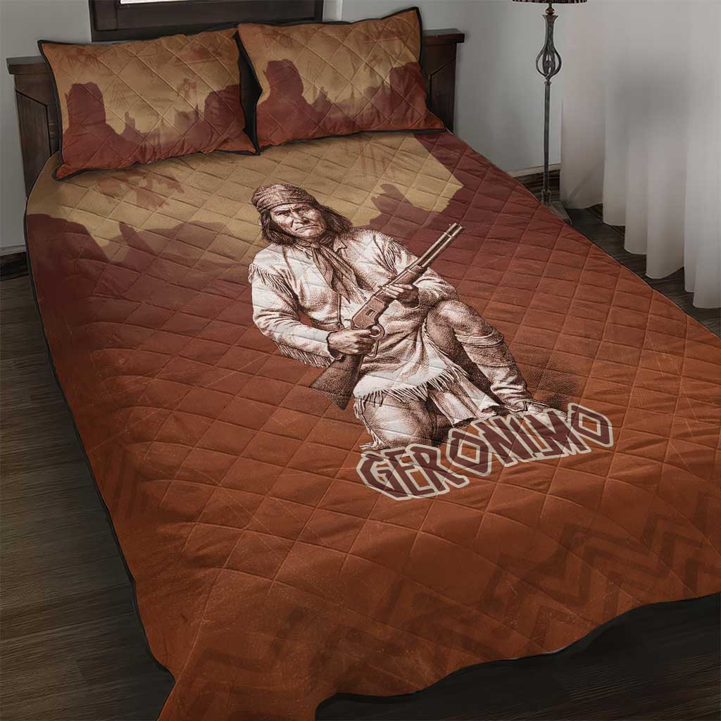 Geronimo Native American Quilt Bed Set Rifle and Desert Landscape Native American Warrior - Wonder Print Shop