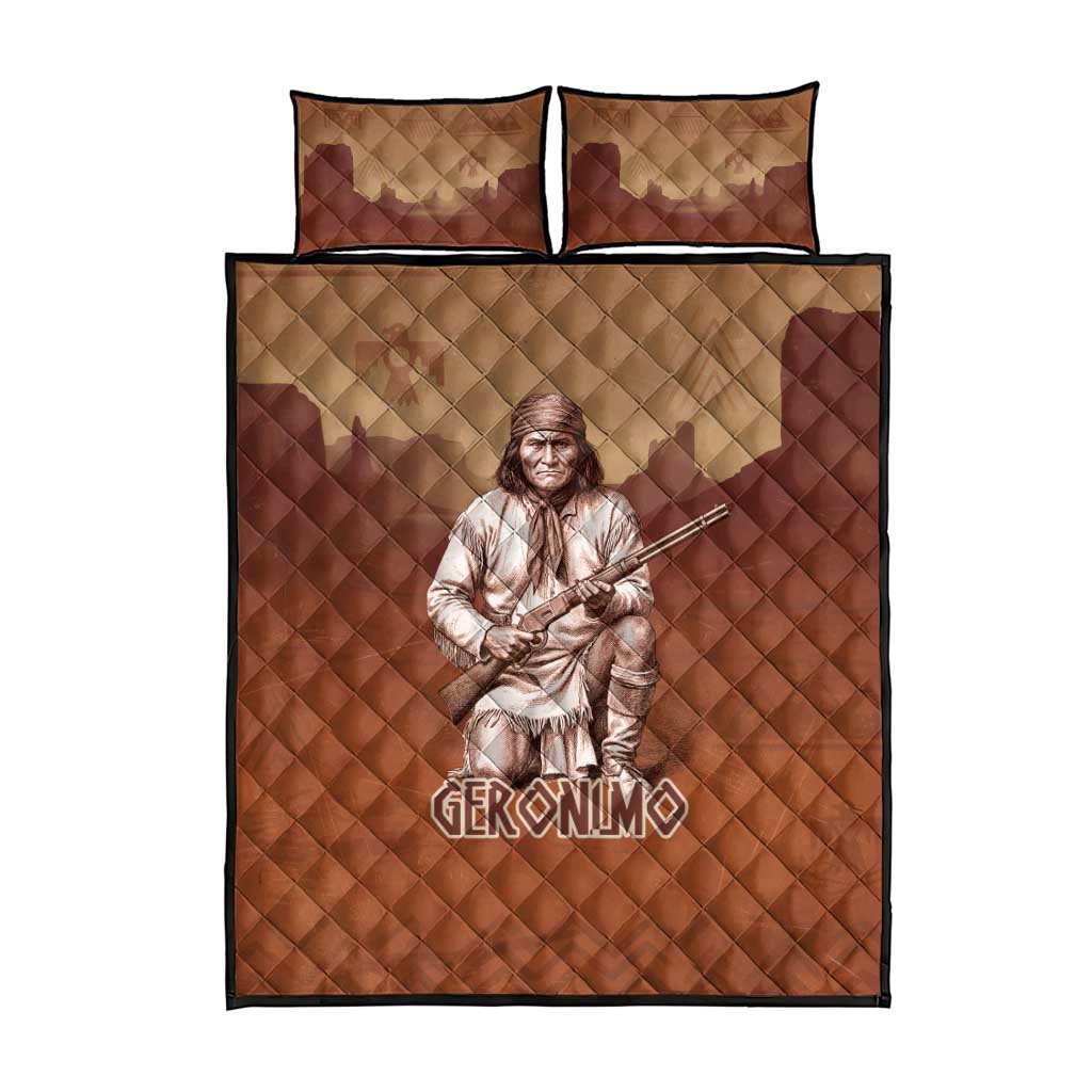 Geronimo Native American Quilt Bed Set Rifle and Desert Landscape Native American Warrior - Wonder Print Shop