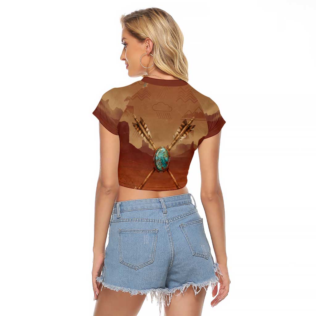 Geronimo Native American Raglan Cropped T Shirt Rifle and Desert Landscape Native American Warrior - Wonder Print Shop