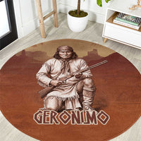 Geronimo Native American Round Carpet Rifle and Desert Landscape Native American Warrior - Wonder Print Shop