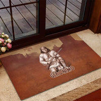 Geronimo Native American Rubber Doormat Rifle and Desert Landscape Native American Warrior - Wonder Print Shop