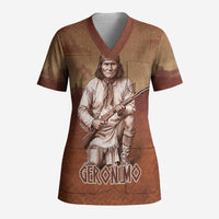 Geronimo Native American Scrub Top Rifle and Desert Landscape Native American Warrior - Wonder Print Shop