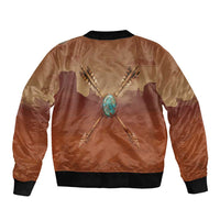 Geronimo Native American Sleeve Zip Bomber Jacket Rifle and Desert Landscape Native American Warrior - Wonder Print Shop