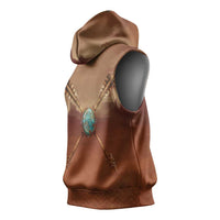 Geronimo Native American Sleeveless Hoodie Rifle and Desert Landscape Native American Warrior - Wonder Print Shop