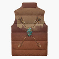 Geronimo Native American Sleeveless Puffer Jacket Rifle and Desert Landscape Native American Warrior - Wonder Print Shop
