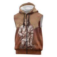Geronimo Native American Sleeveless Zip Hoodie Rifle and Desert Landscape Native American Warrior - Wonder Print Shop