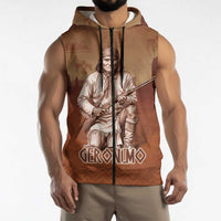 Geronimo Native American Sleeveless Zip Hoodie Rifle and Desert Landscape Native American Warrior - Wonder Print Shop