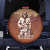 Geronimo Native American Spare Tire Cover Rifle and Desert Landscape Native American Warrior - Wonder Print Shop