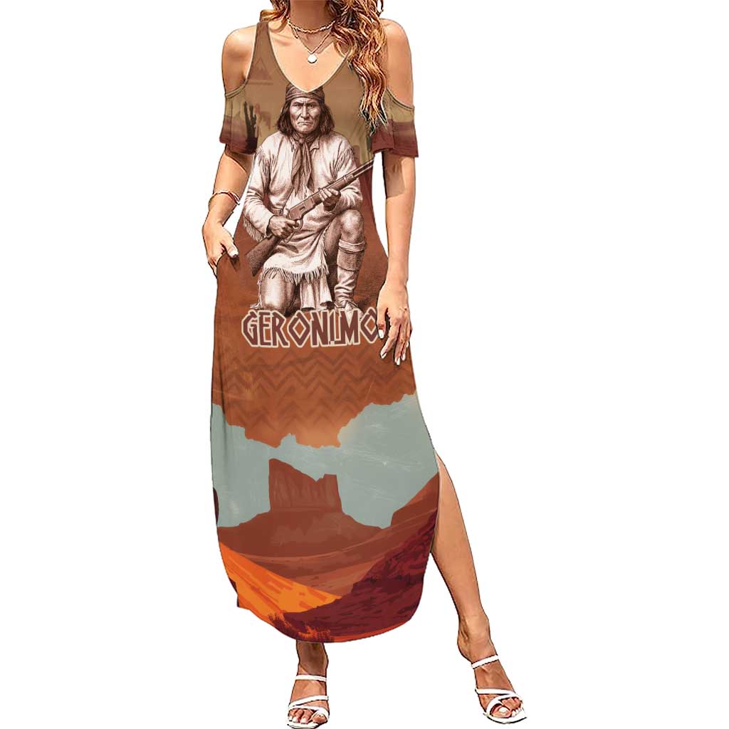 Geronimo Native American Summer Maxi Dress Rifle and Desert Landscape Native American Warrior - Wonder Print Shop