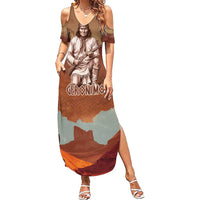 Geronimo Native American Summer Maxi Dress Rifle and Desert Landscape Native American Warrior - Wonder Print Shop