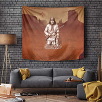 Geronimo Native American Tapestry Rifle and Desert Landscape Native American Warrior - Wonder Print Shop