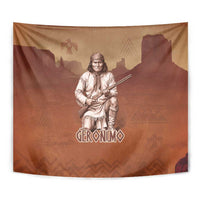Geronimo Native American Tapestry Rifle and Desert Landscape Native American Warrior - Wonder Print Shop