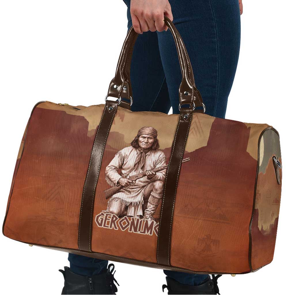 Geronimo Native American Travel Bag Rifle and Desert Landscape Native American Warrior - Wonder Print Shop