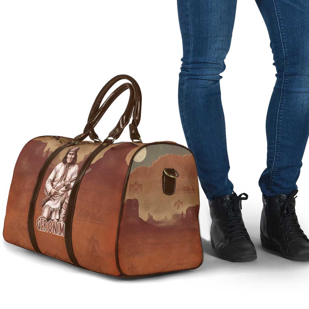 Geronimo Native American Travel Bag Rifle and Desert Landscape Native American Warrior - Wonder Print Shop