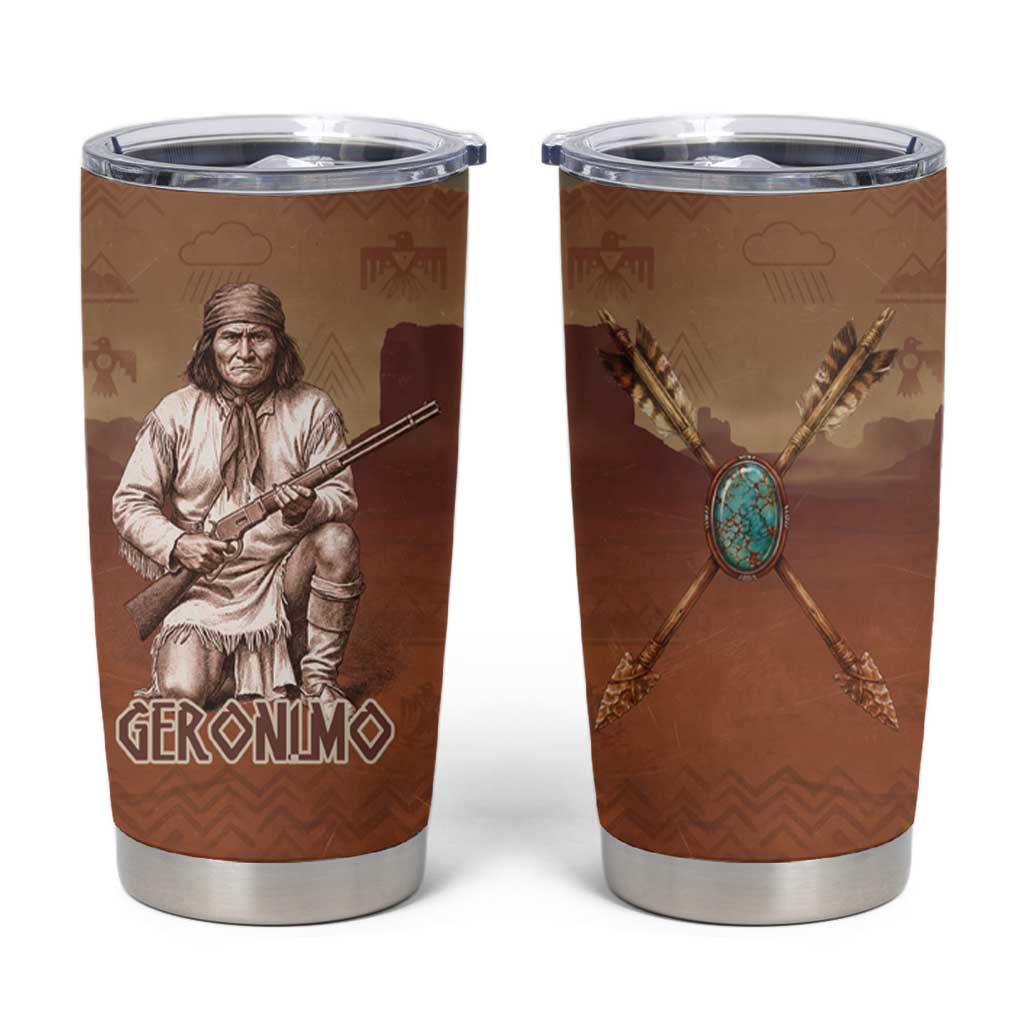 Geronimo Native American Tumbler Cup Rifle and Desert Landscape Native American Warrior - Wonder Print Shop