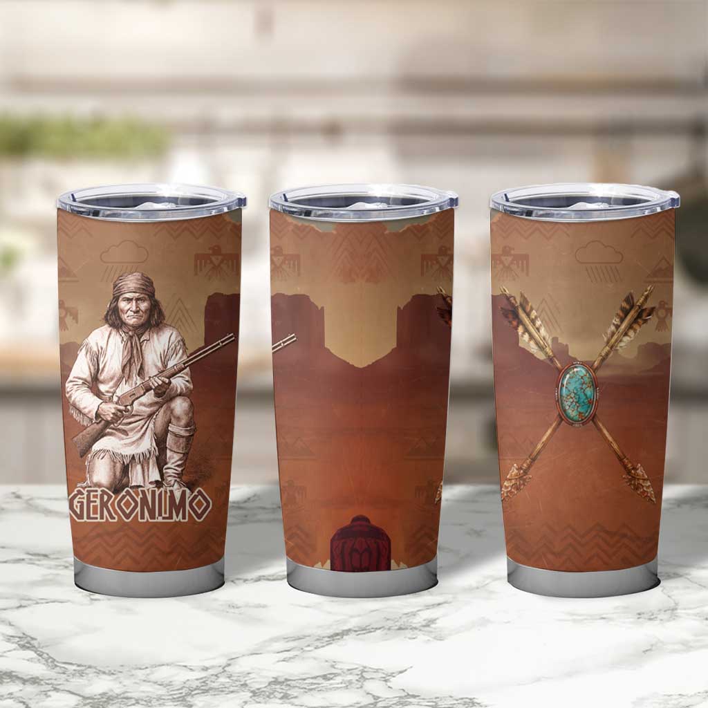 Geronimo Native American Tumbler Cup Rifle and Desert Landscape Native American Warrior - Wonder Print Shop