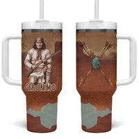 Geronimo Native American Tumbler With Handle Rifle and Desert Landscape Native American Warrior - Wonder Print Shop