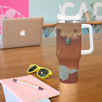 Geronimo Native American Tumbler With Handle Rifle and Desert Landscape Native American Warrior - Wonder Print Shop