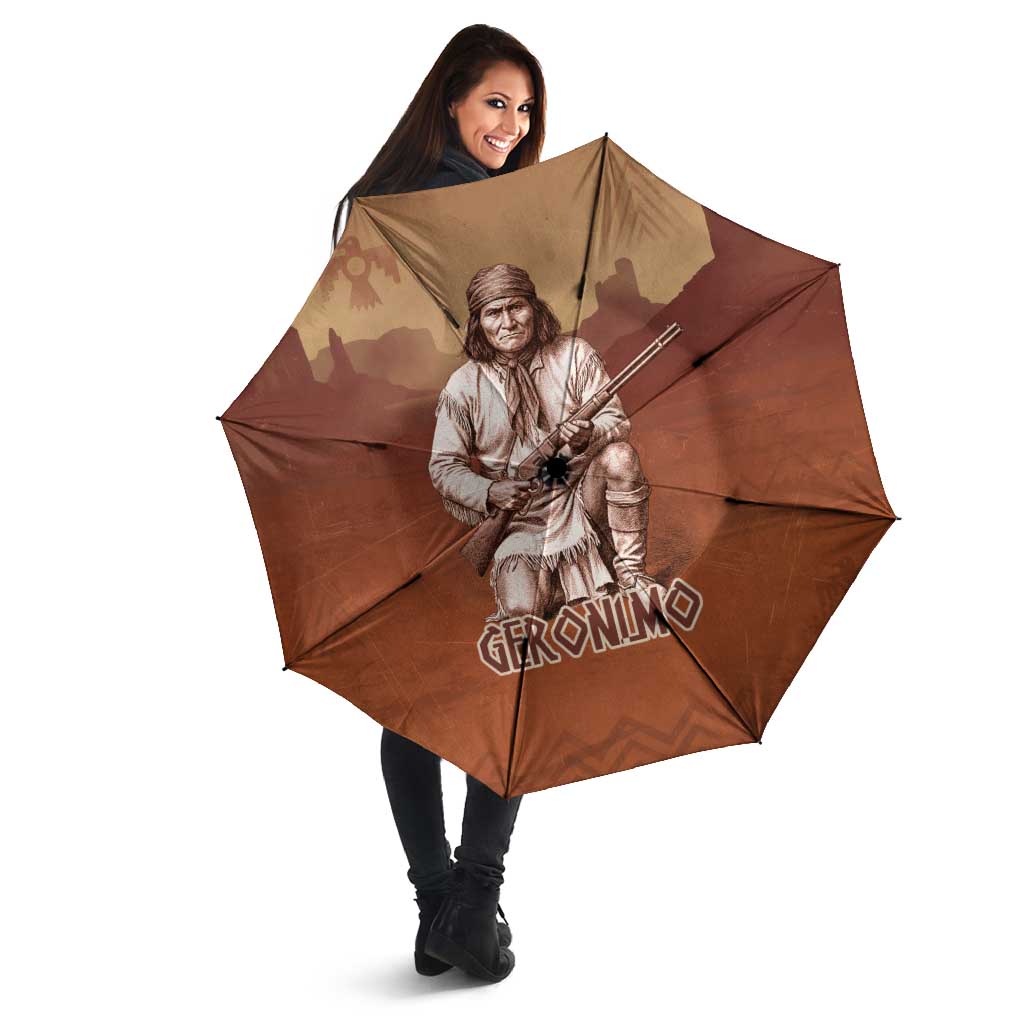 Geronimo Native American Umbrella Rifle and Desert Landscape Native American Warrior - Wonder Print Shop
