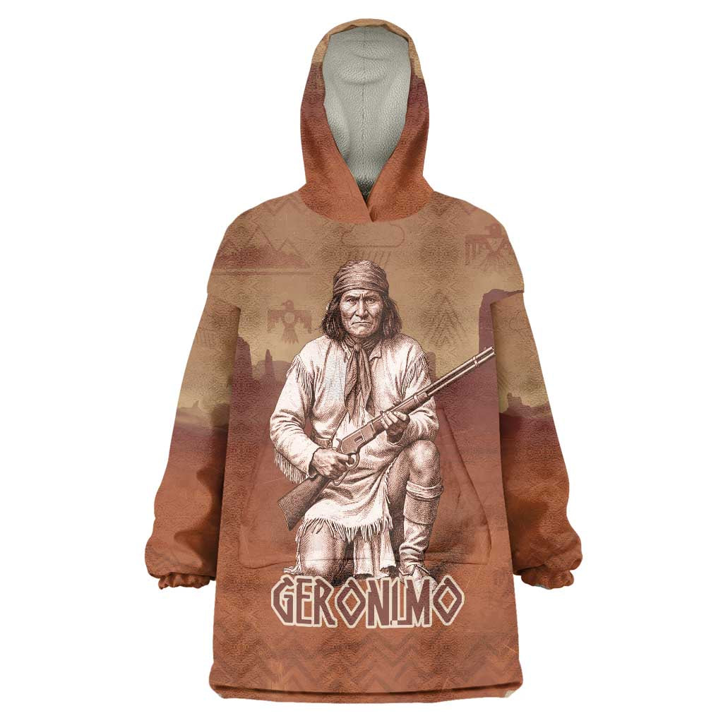 Geronimo Native American Wearable Blanket Hoodie Rifle and Desert Landscape Native American Warrior - Wonder Print Shop