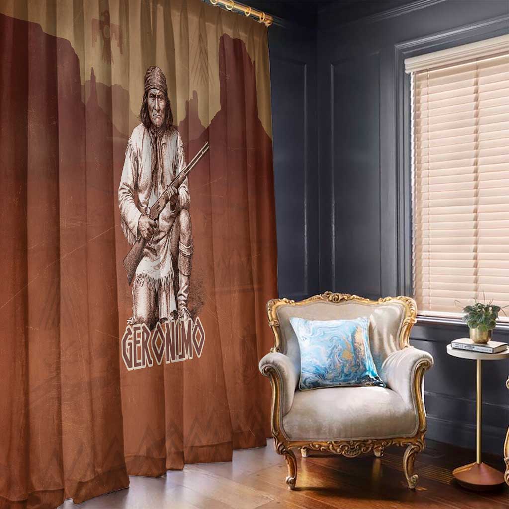 Geronimo Native American Window Curtain Rifle and Desert Landscape Native American Warrior - Wonder Print Shop