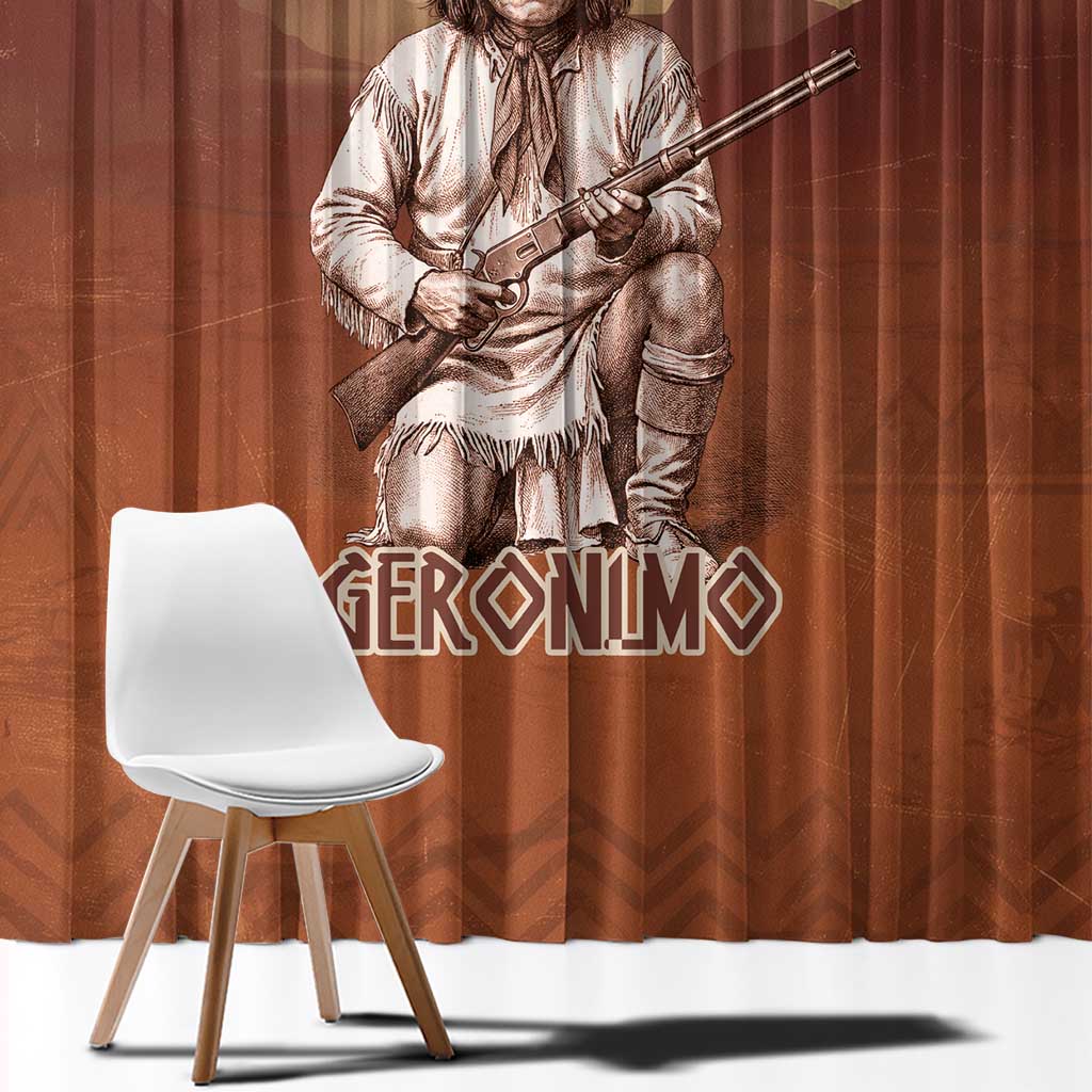 Geronimo Native American Window Curtain Rifle and Desert Landscape Native American Warrior - Wonder Print Shop