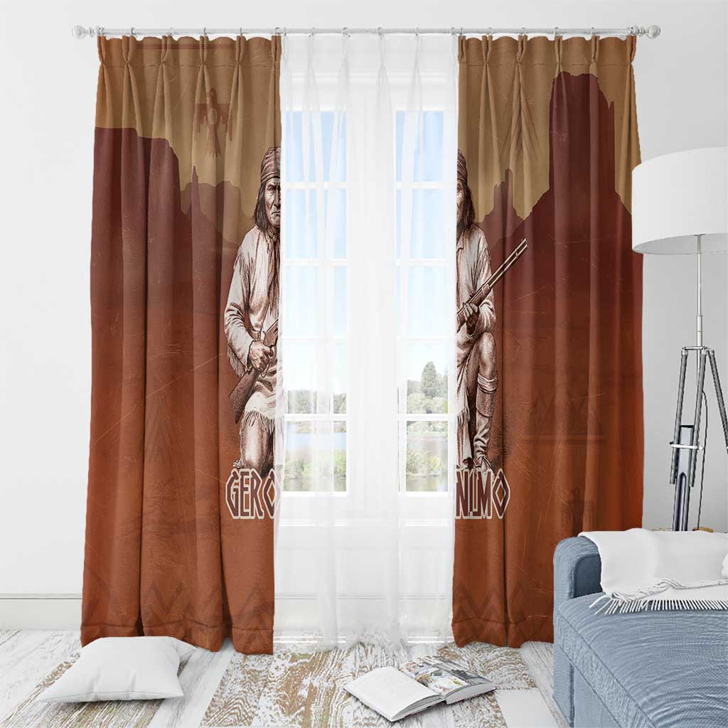 Geronimo Native American Window Curtain Rifle and Desert Landscape Native American Warrior - Wonder Print Shop