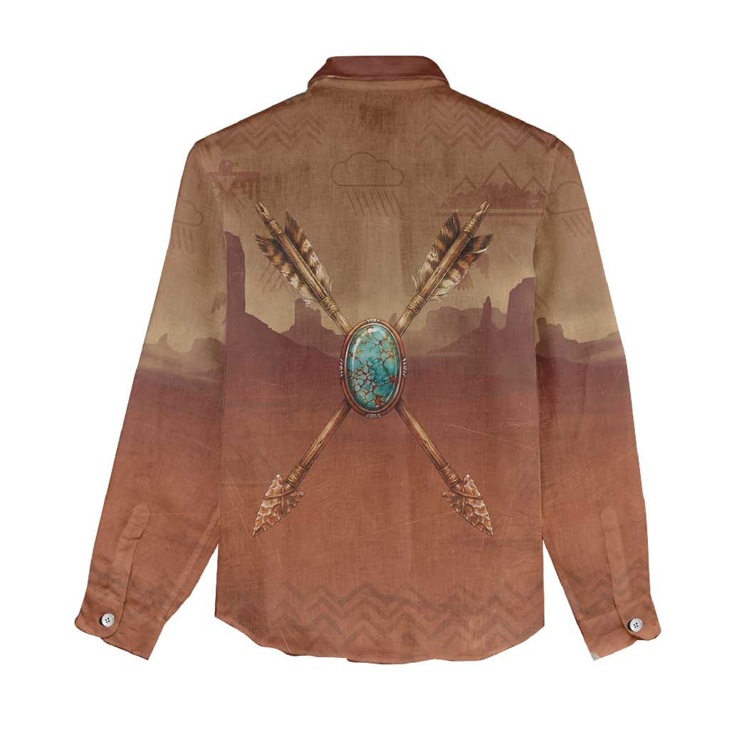 Geronimo Native American Women Casual Shirt Rifle and Desert Landscape Native American Warrior - Wonder Print Shop