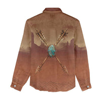 Geronimo Native American Women Casual Shirt Rifle and Desert Landscape Native American Warrior - Wonder Print Shop