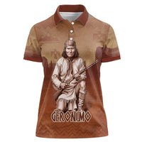 Geronimo Native American Women Polo Shirt Rifle and Desert Landscape Native American Warrior - Wonder Print Shop