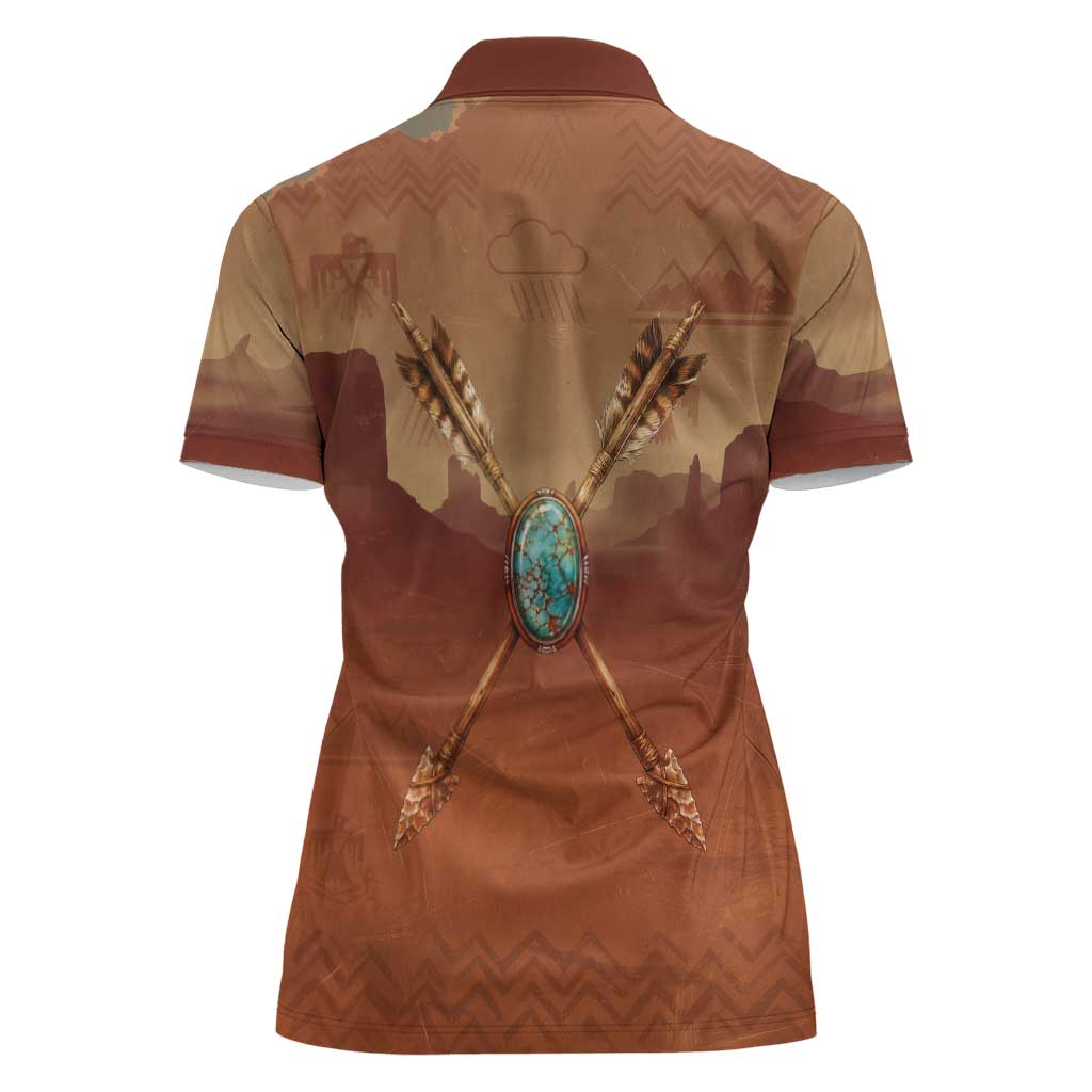 Geronimo Native American Women Polo Shirt Rifle and Desert Landscape Native American Warrior - Wonder Print Shop