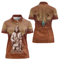 Geronimo Native American Women Polo Shirt Rifle and Desert Landscape Native American Warrior - Wonder Print Shop